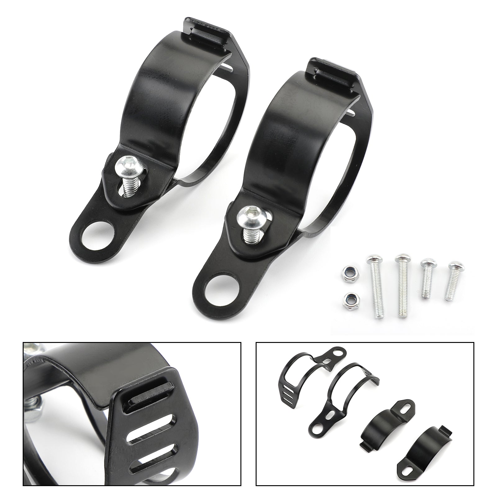 41-51mm Front Turn Signal Light Bracket Holder Fork Bar Mount Clamp Holder Black/Chrome Generic