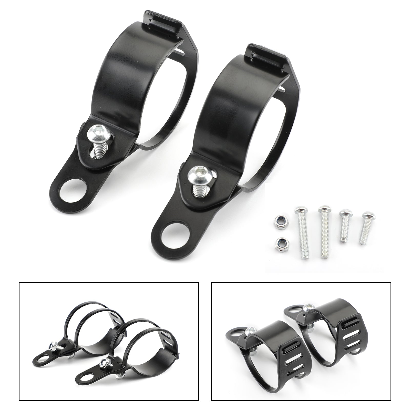 41-51mm Front Turn Signal Light Bracket Holder Fork Bar Mount Clamp Holder Black/Chrome Generic