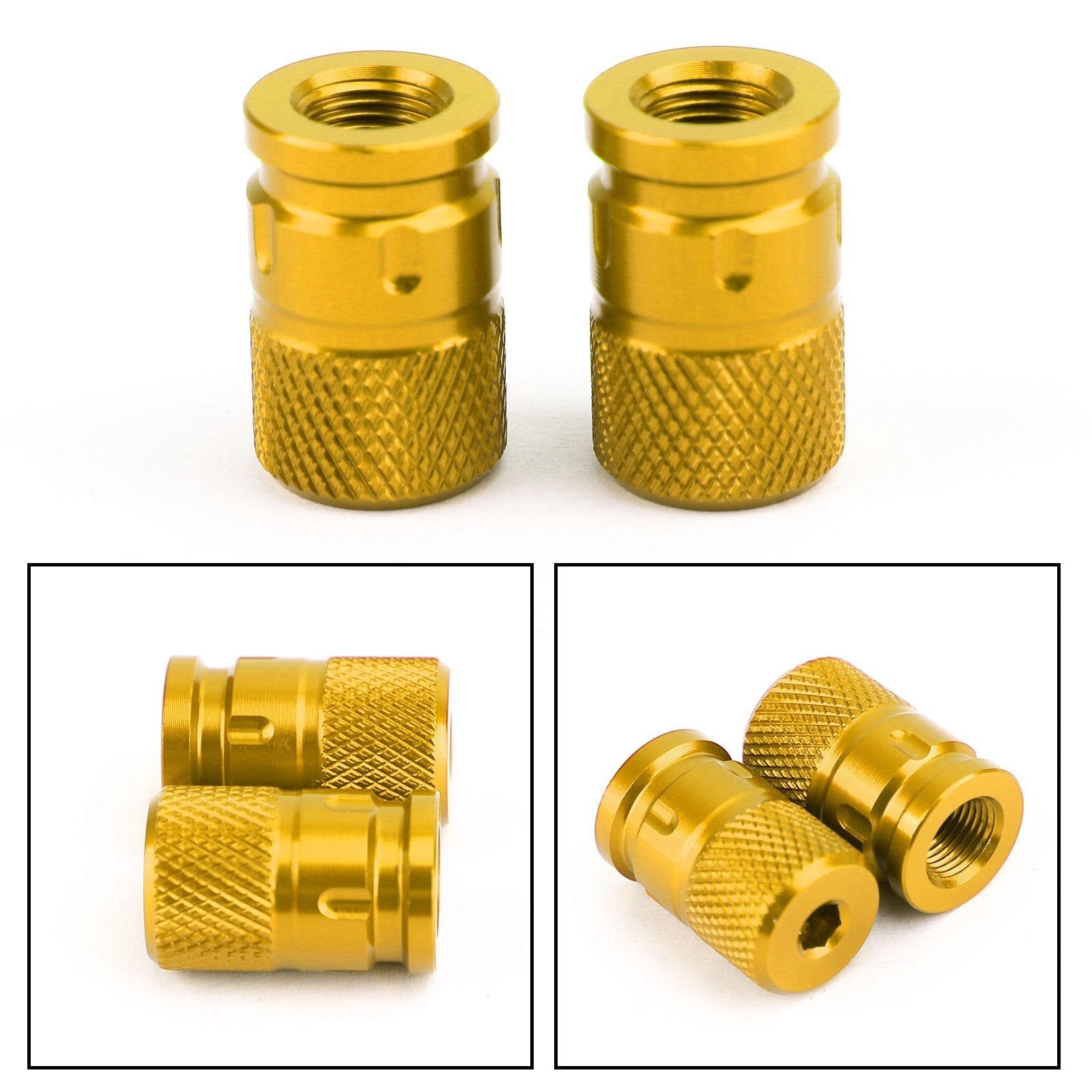 Pair CNC Billet Anti-Thief Tire Valve Stem Caps For Car Truck Bike Motorcycle