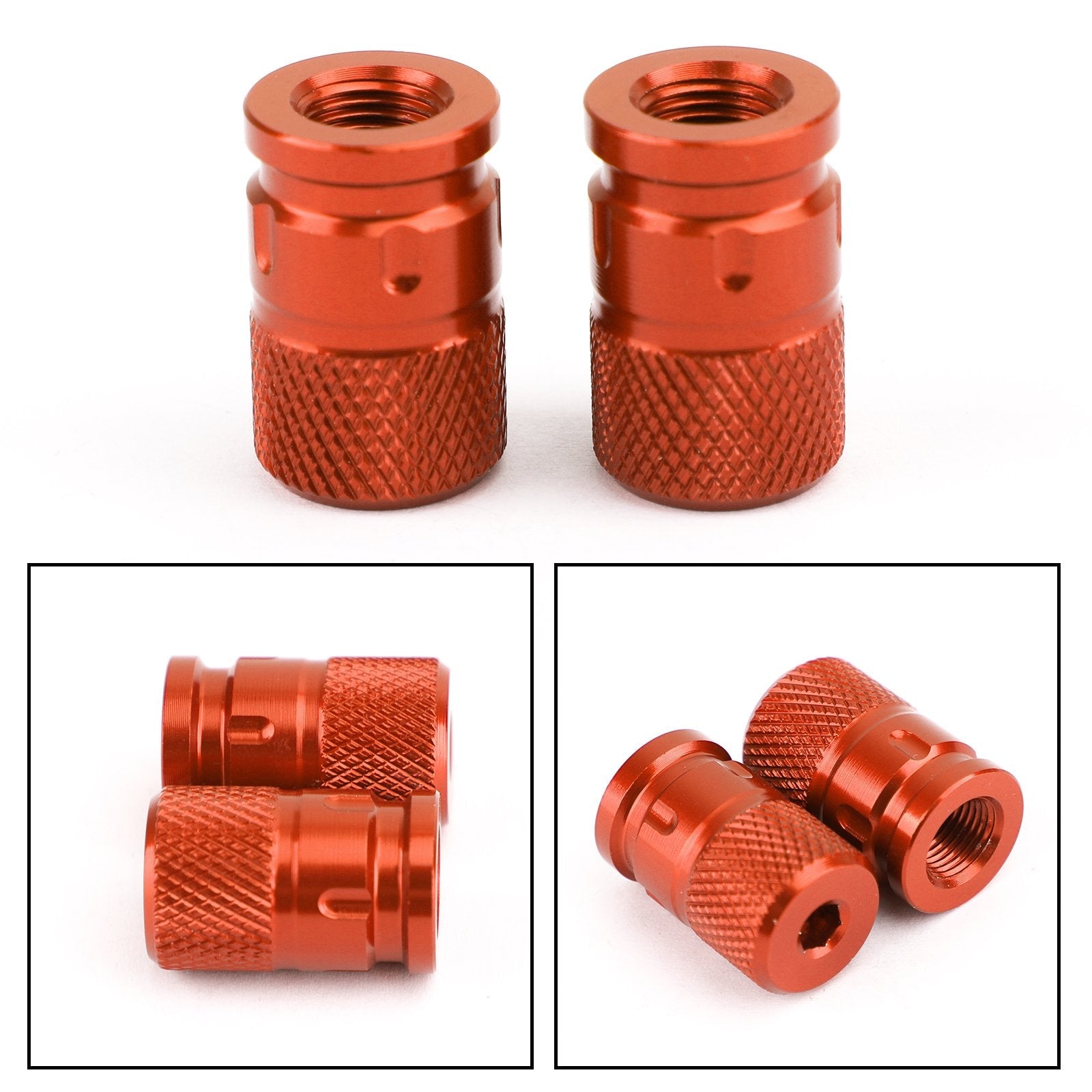 Pair CNC Billet Anti-Thief Tire Valve Stem Caps For Car Truck Bike Motorcycle