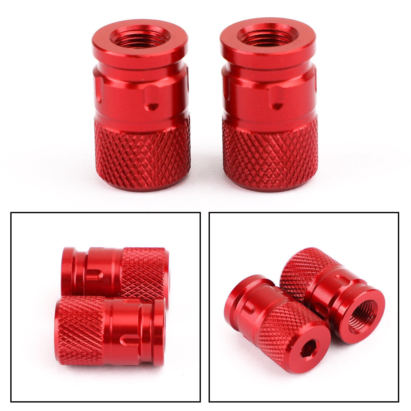 Pair CNC Billet Anti-Thief Tire Valve Stem Caps For Car Truck Bike Motorcycle