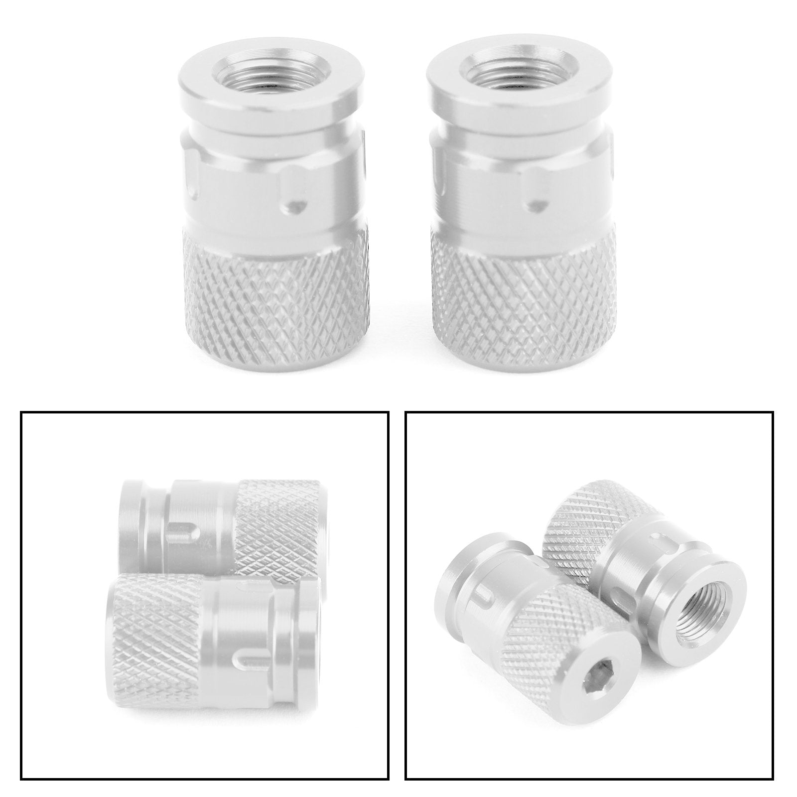 Pair CNC Billet Anti-Thief Tire Valve Stem Caps For Car Truck Bike Motorcycle