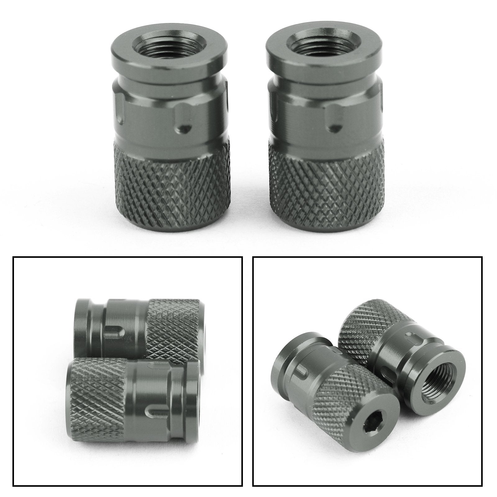 Pair CNC Billet Anti-Thief Tire Valve Stem Caps For Car Truck Bike Motorcycle