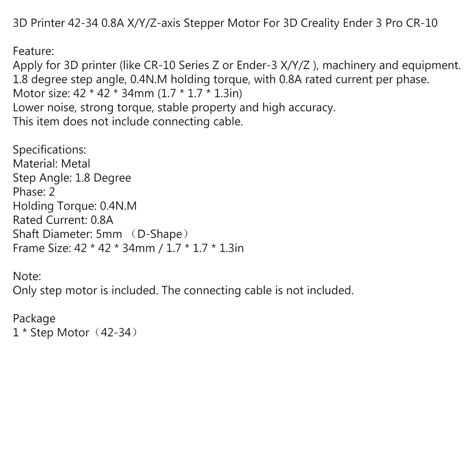 3D-printer 42-40 42-34 X/Y/Z/E stappenmotor voor 3D Creality Ender 3 Pro CR-10