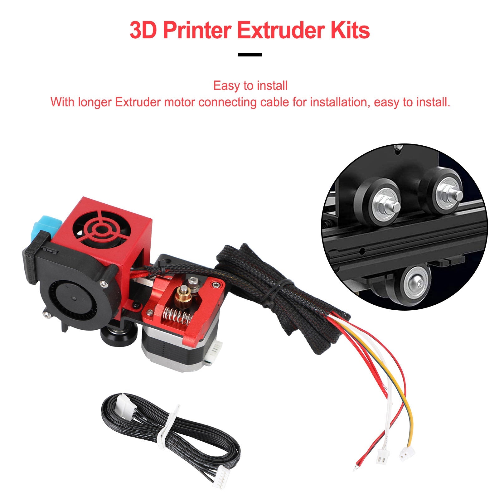 3D Printer MK8 Direct Drive Pulley Turbo Fan Extruder for CR-10 Ender3 12V/24V