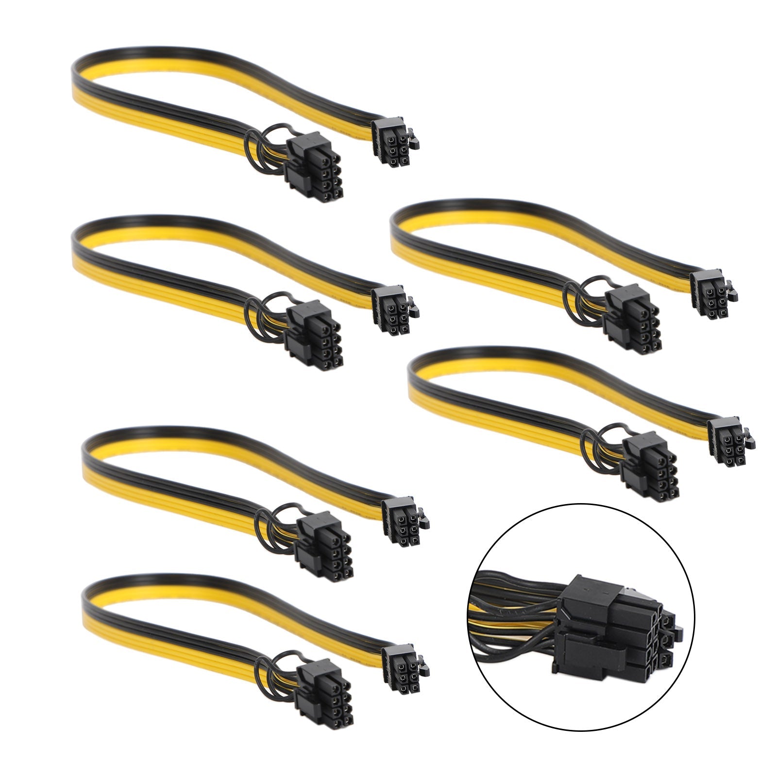 PCIE 6 Pin Male to 8 (6+2) Pin Dual Male GPU Power Cable Splitter 18AWG 50cm