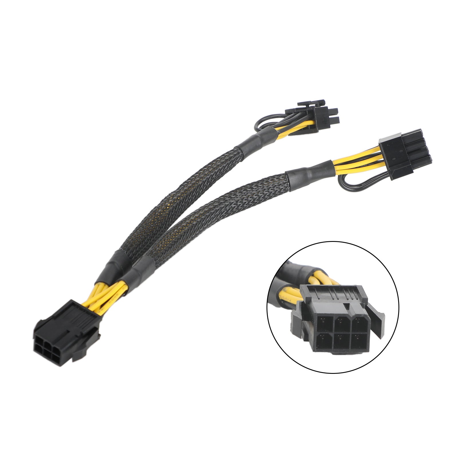 PCIE 6 Pin Male to 8 (6+2) Pin Dual Male GPU Power Cable Splitter 18AWG 50cm