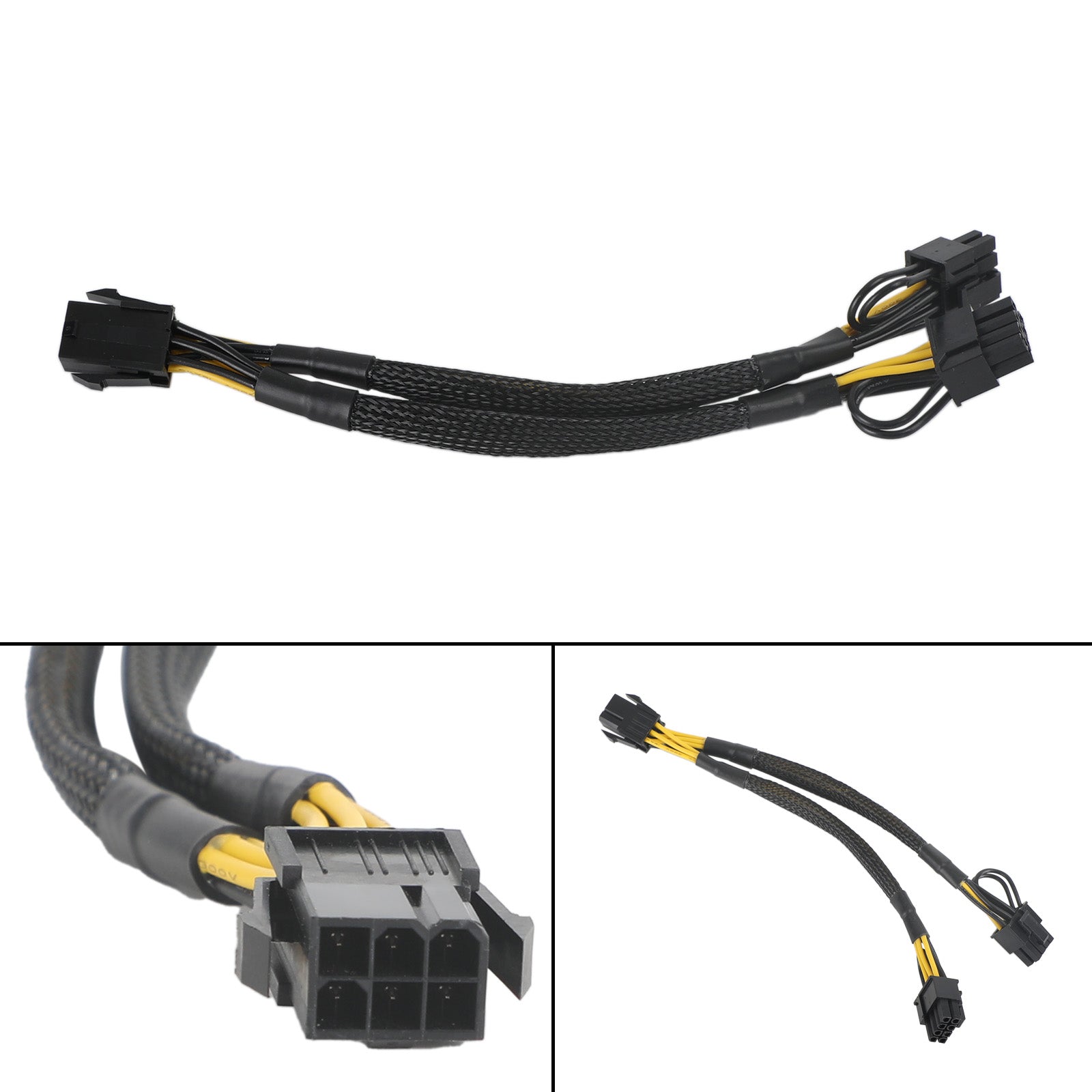 PCIE 6 Pin Male to 8 (6+2) Pin Dual Male GPU Power Cable Splitter 18AWG 50cm