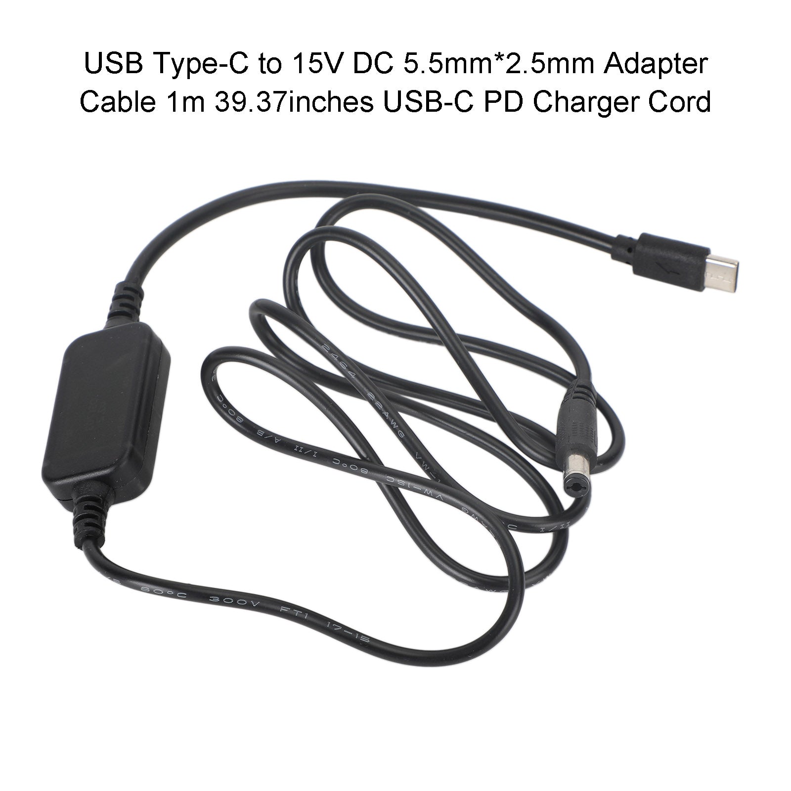 USB naar 9/12/15V voltadapter 5,5 mm * 2,5 mm 1 m 39,37 inch PD-oplaadsnoerkabel