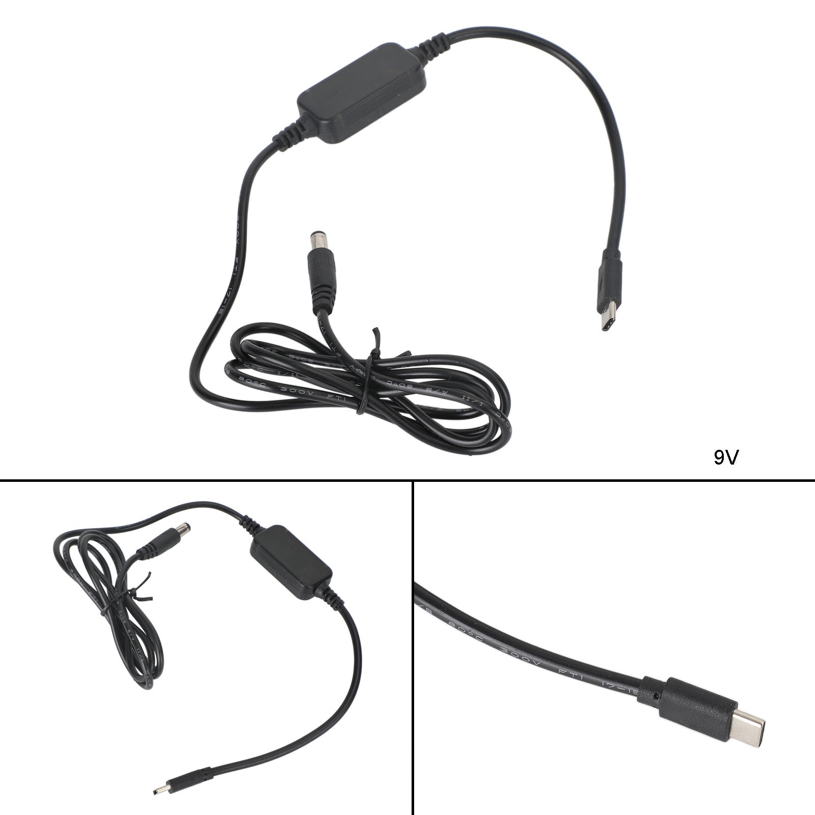 Adaptateur USB vers 9/12/15 V Volt 5,5 mm x 2,5 mm 1 m 39,37 pouces Câble de cordon de chargeur PD