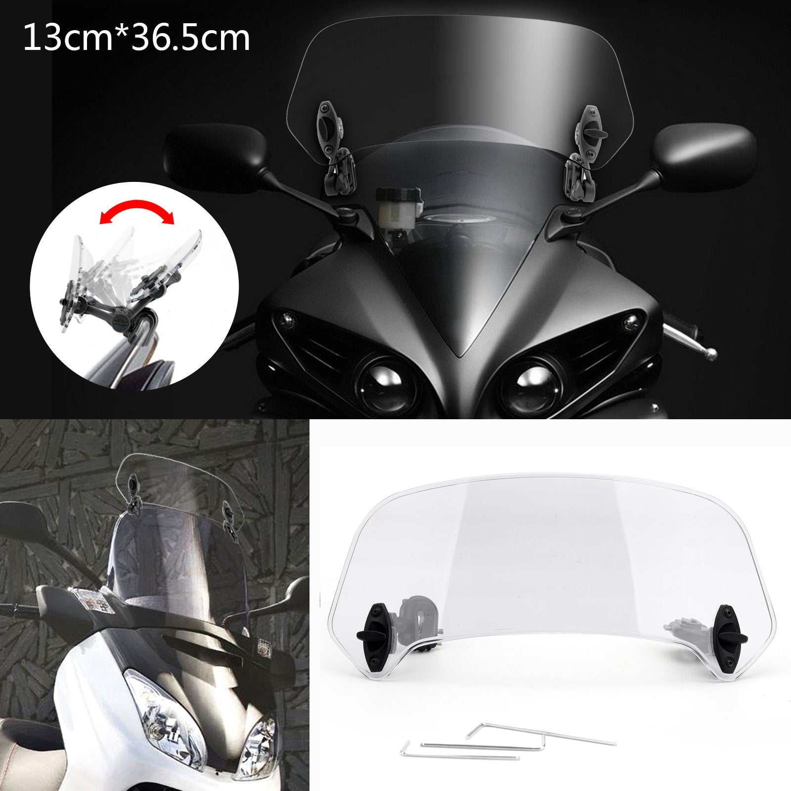 Motorcycle Adjustable Clip On Windshield Extension Spoiler Wind Deflector Generic