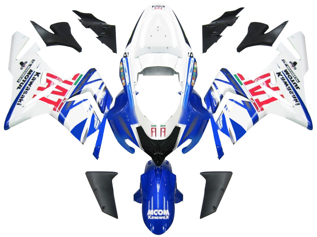 2004-2005 Kawasaki ZX 10R blauw wit FIAT Racing stroomlijnkappen algemeen