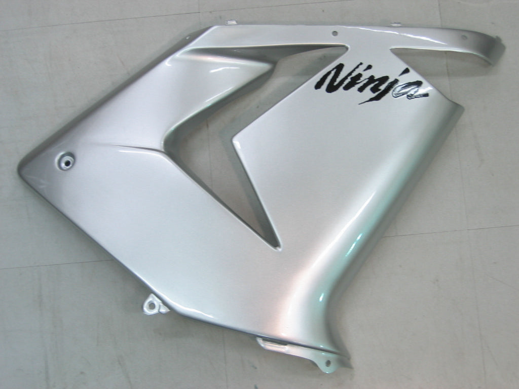 2004-2005 Kawasaki ZX 10R Silver Black Racing Fairings Generic