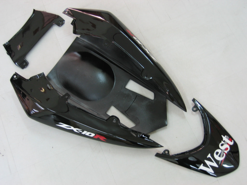 2004-2005 Kawasaki ZX 10R zwart wit West Racing stroomlijnkappen algemeen