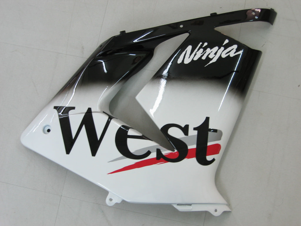 2004-2005 Kawasaki ZX 10R zwart wit West Racing stroomlijnkappen algemeen