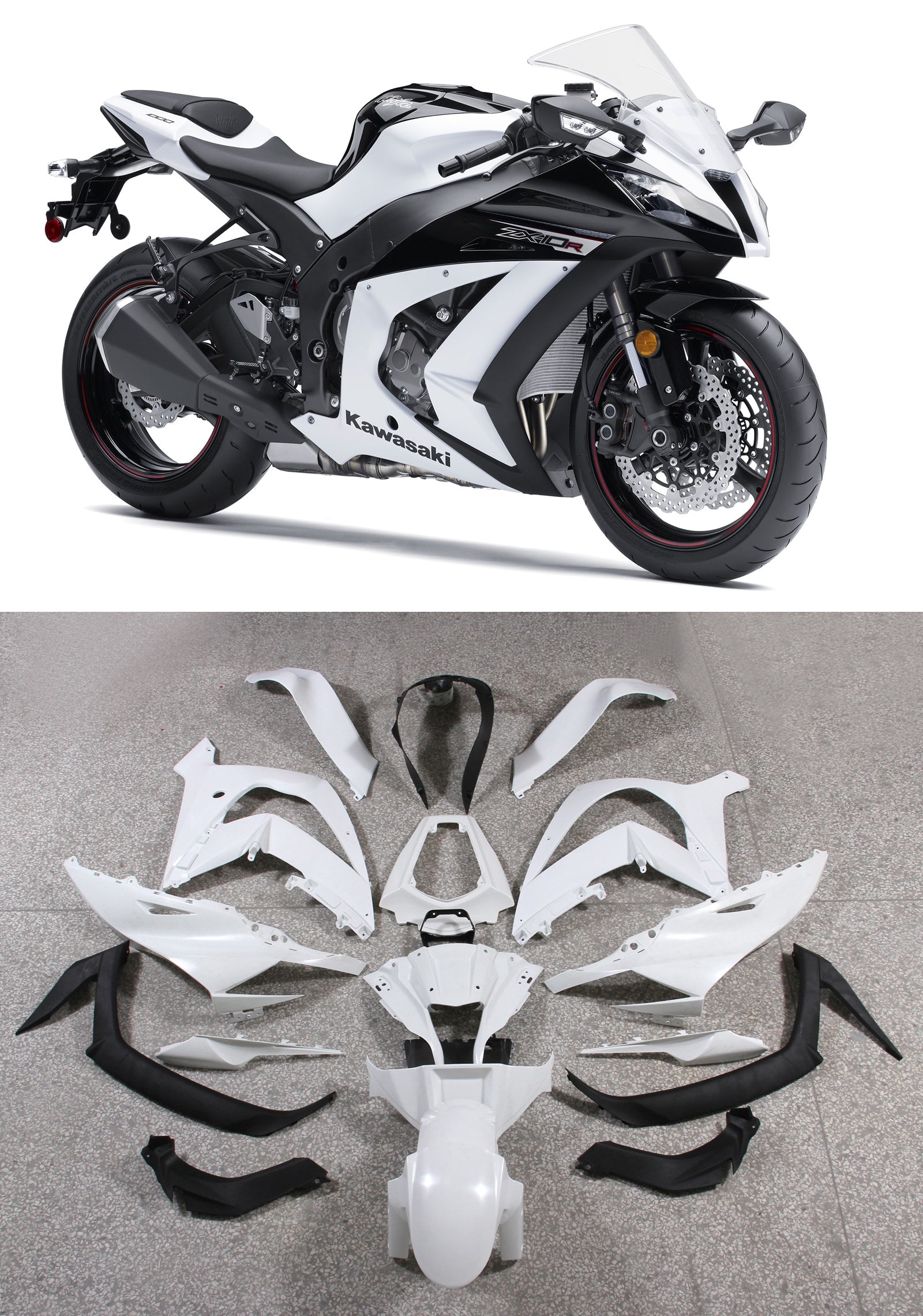 2011-2015 Ninja ZX10R witte carrosseriekuip ABS spuitgegoten kunststoffen set 6 # algemeen