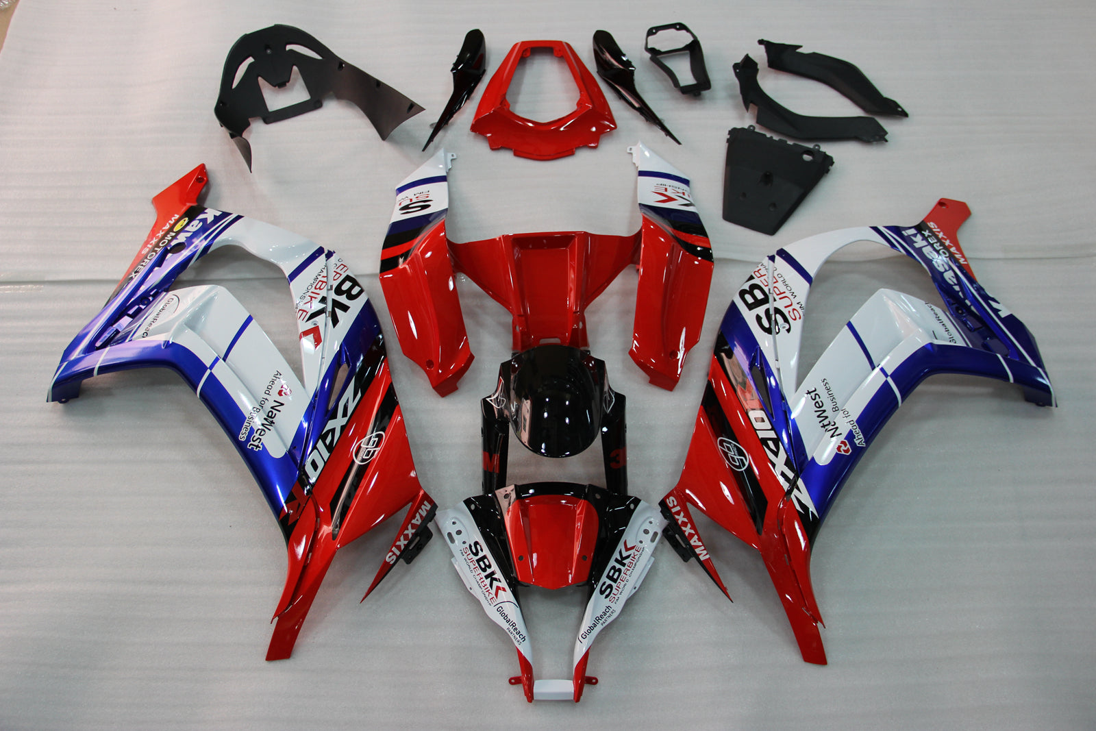 Kit de carénage bleu et rouge Kawasaki ZX10R 2011-2015