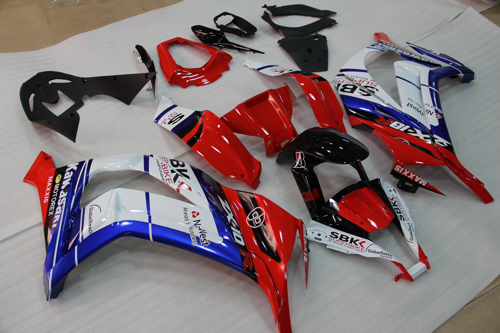 Kit de carénage bleu et rouge Kawasaki ZX10R 2011-2015