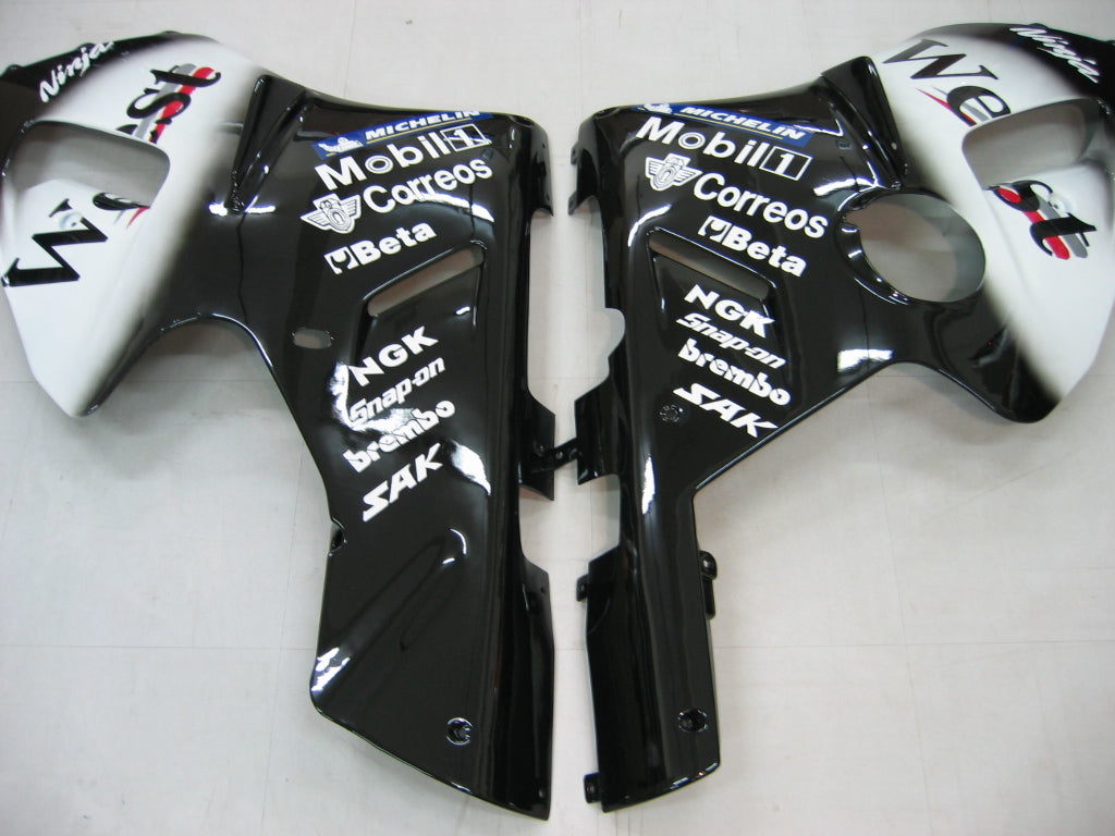 2000-2001 Kawasaki ZX12R Amotopart Fairings Black White West Racing