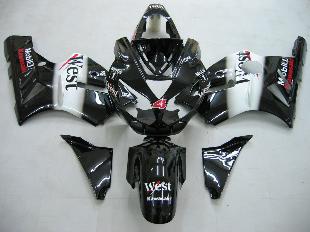 2002-2005 Ninja ZX12R Black White West Karosseri Fairing ABS Sprøytestøpt plastsett 3# Generisk