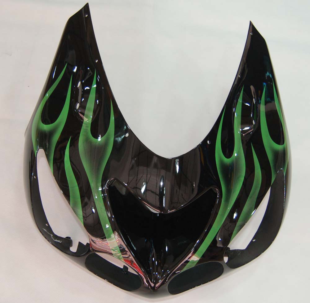 2006-2010 Kawasaki ZX14R Amotopart Fairings Black & Green Flame Ninja Racing