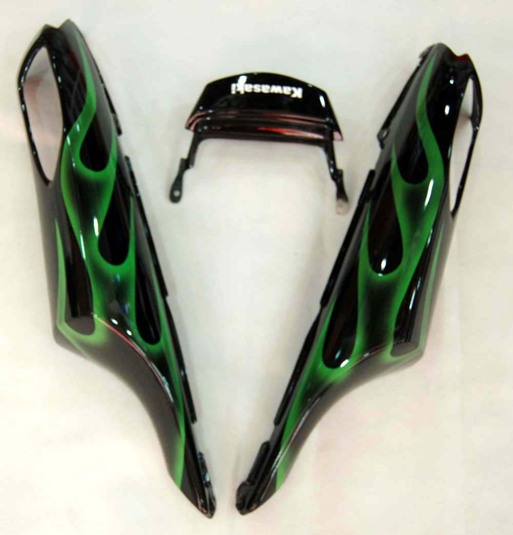 2006-2010 Kawasaki ZX14R Amotopart Carénages Noir et Flamme Verte Ninja Racing