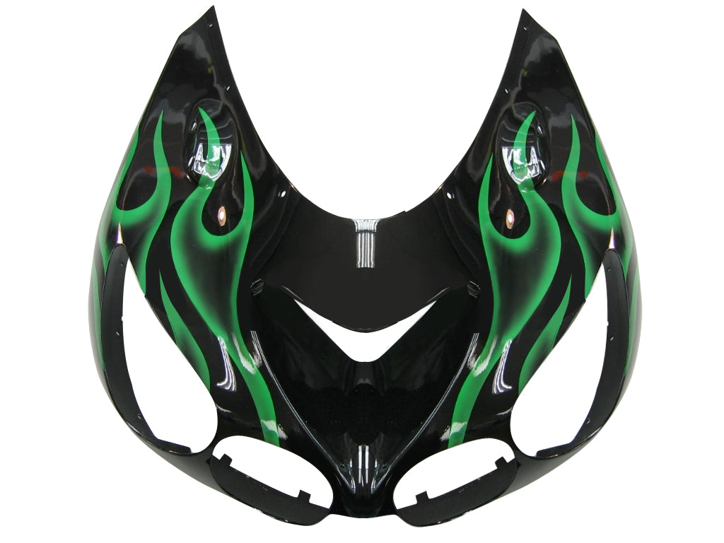 2006-2011 Ninja ZX14R Black & Green Flame Bodywork Fairing ABS Injection Molded Plastics Set 10# Generic