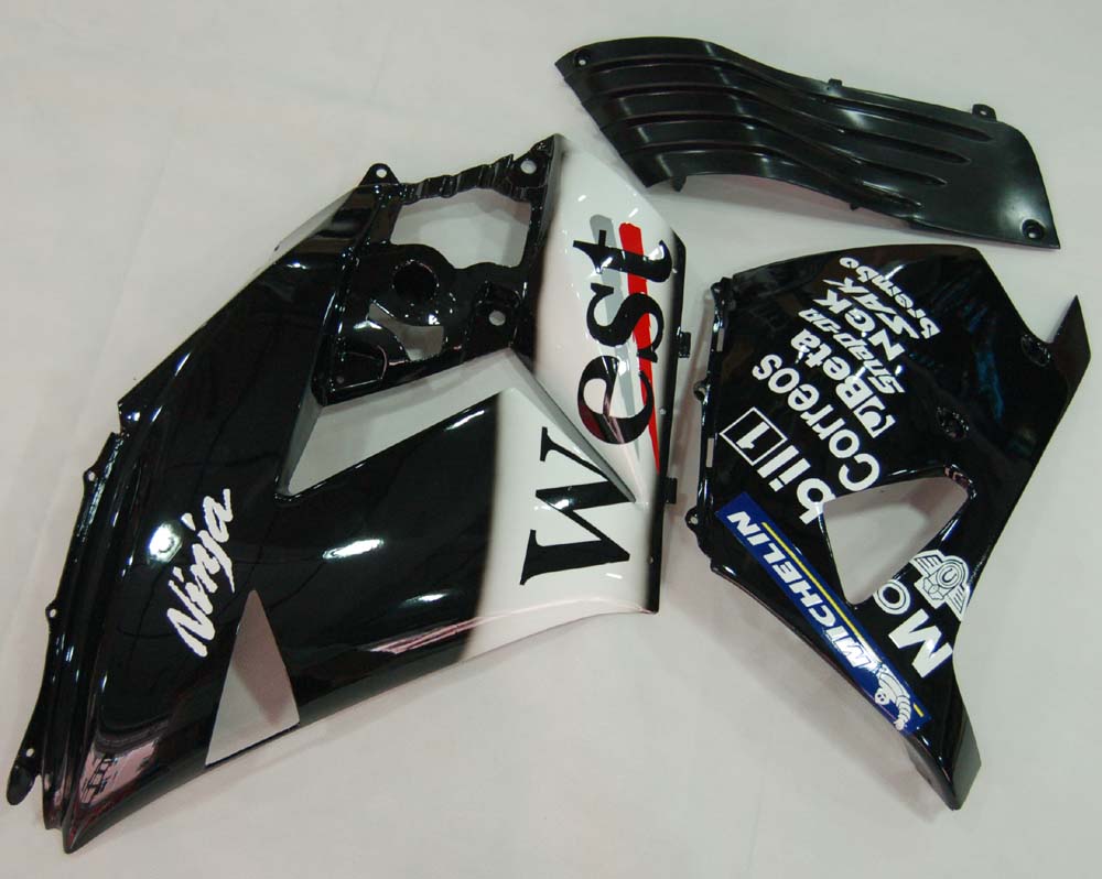 2006-2011 Ninja ZX14R Black White West Bodywork Fairing ABS Injection Molded Plastics Set 3# Generic