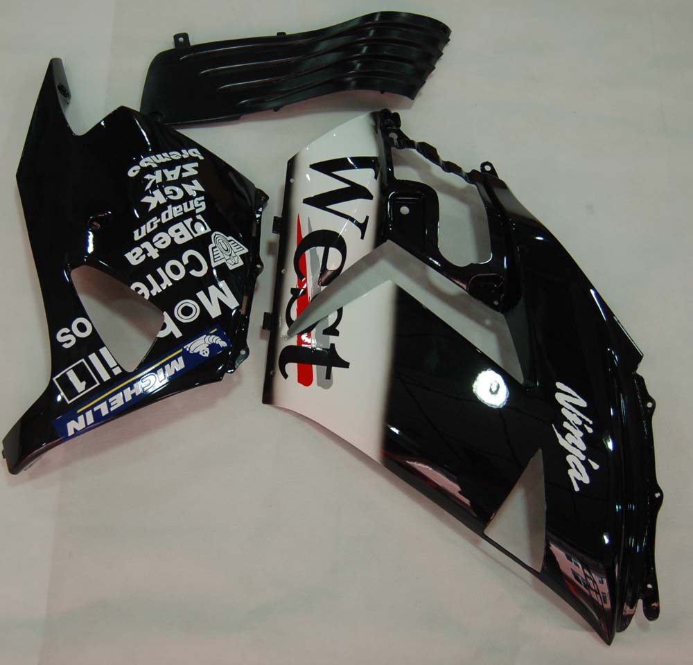 2006-2011 Ninja ZX14R Black White West Bodywork Fairing ABS Injection Molded Plastics Set 3# Generic