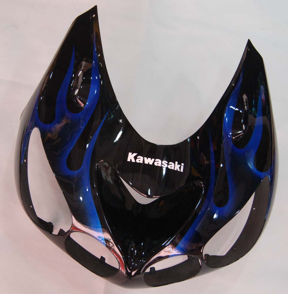 2006-2011 Ninja ZX14R Black & Blue Flame Bodywork Fairing ABS Injection Molded Plastics Set 5# Generic