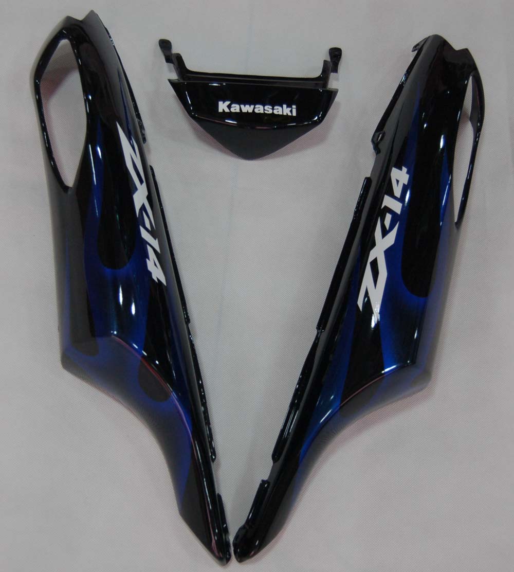 2006-2011 Ninja ZX14R Black & Blue Flame Bodywork Fairing ABS Injection Molded Plastics Set 5# Generic