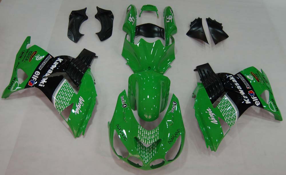 2006-2011 Ninja ZX14R Vert Noir Nakano Carénage de carrosserie ABS Plastiques moulés par injection Set 7# Générique