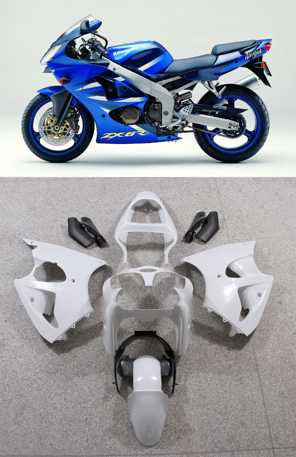 2000-2002 Kawasaki ZX6R 636 ZZR600 2005-2008 Fairing Kit