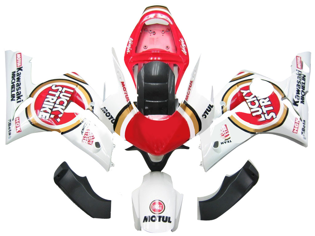 2003-2004 Kawasaki ZX6R 636 Carénages Blanc Rouge Lucky Strike Ninja Racing Générique