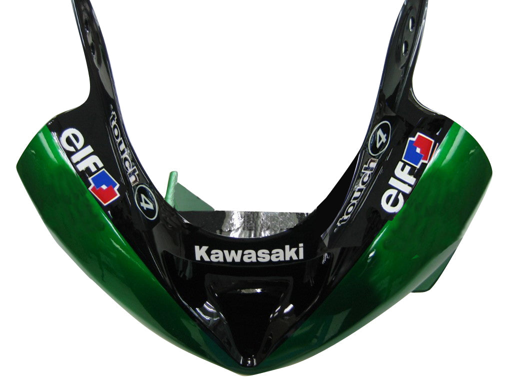 2003-2004 Kawasaki ZX6R 636 Fairings Green Black elf Racing Generic