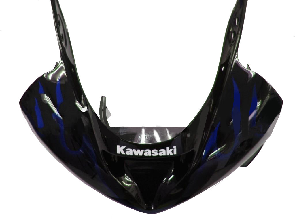 2003-2004 Kawasaki ZX6R 636 Fairings Black & Blue Flame Ninja Racing Generic