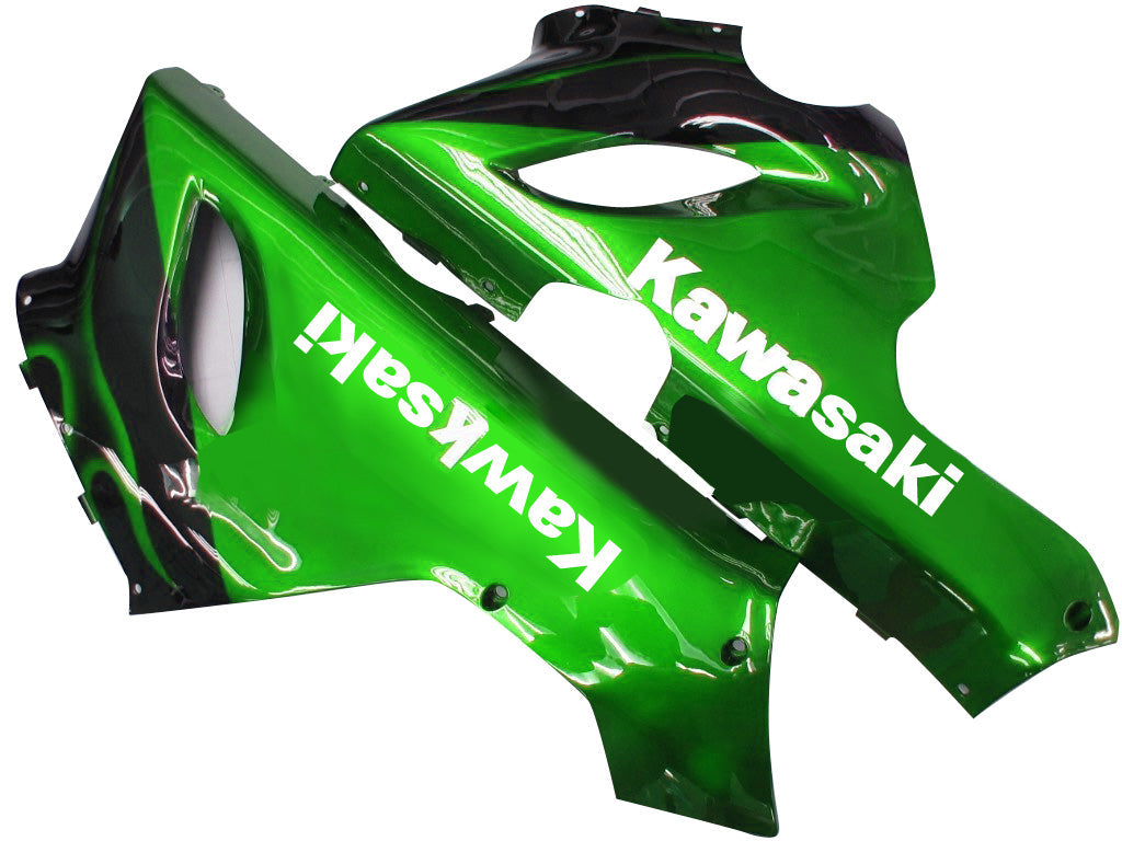 2005-2006 Kawasaki ZX6R 636 Fairings Black & Green Flame Ninja Racing Generic