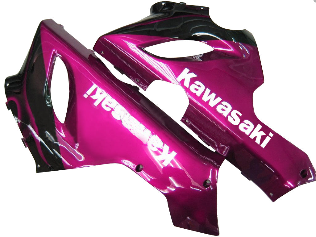 2005-2006 Kawasaki ZX6R 636 stroomlijnkappen Zwart en paars Flame Ninja Racing Generiek