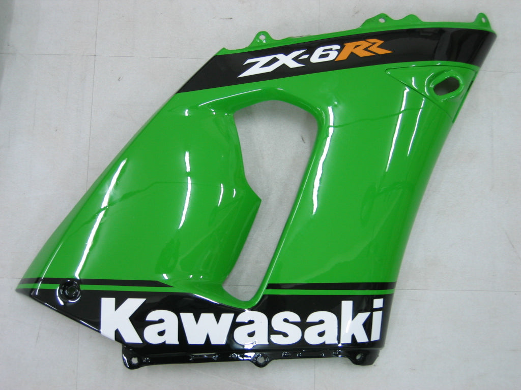 2005-2006 Kawasaki ZX6R 636 stroomlijnkappen groen zwart nr. 14 ZX6R Racing algemeen