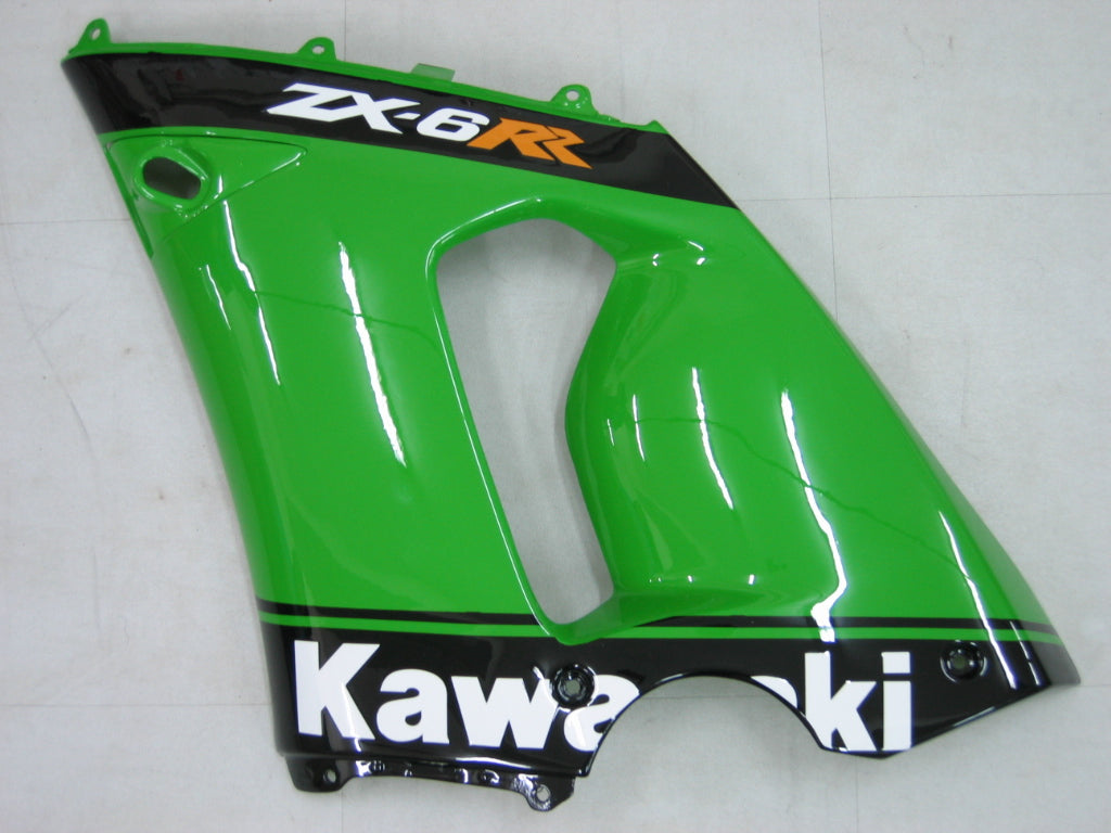 2005-2006 Kawasaki ZX6R 636 stroomlijnkappen groen zwart nr. 14 ZX6R Racing algemeen