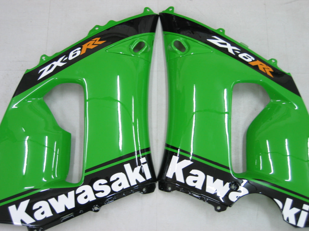 2005-2006 Kawasaki ZX6R 636 stroomlijnkappen groen zwart nr. 14 ZX6R Racing algemeen