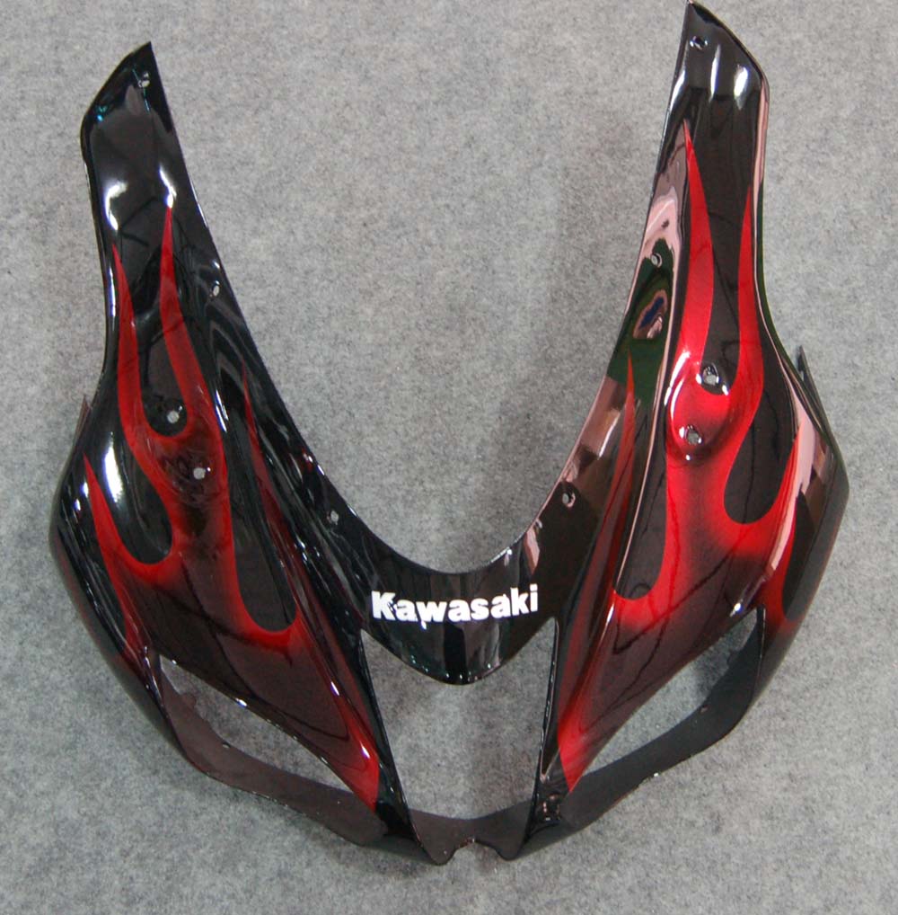 Carenados negros Kawasaki ZX6R ZX636 2007-2008 & Red Flame Ninja Racing Genérico