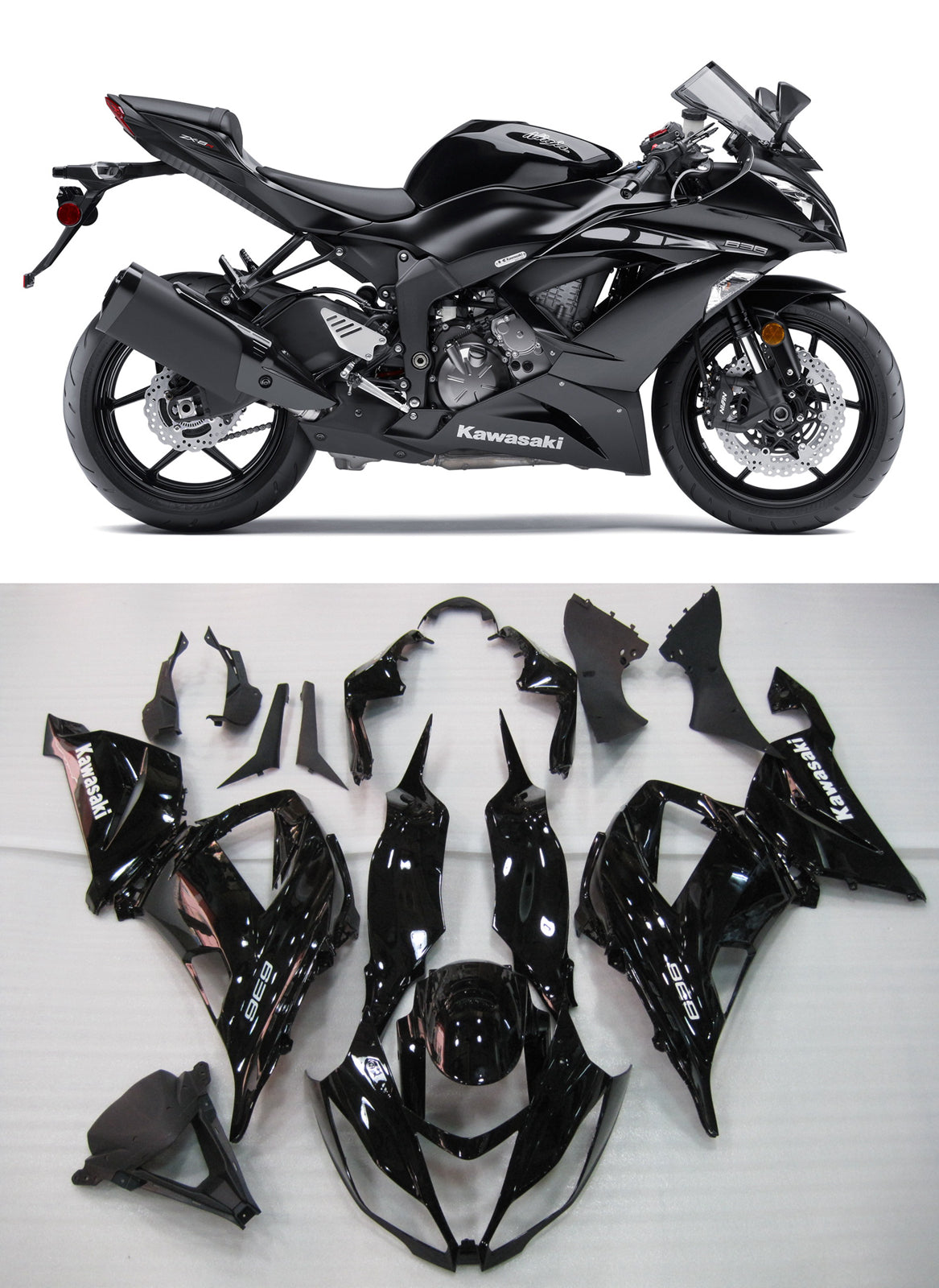 2013-2018 Amotopart ZX6R 636 Carenado de carrocería ABS Plástico moldeado por inyección Juego de 4 colores genéricos