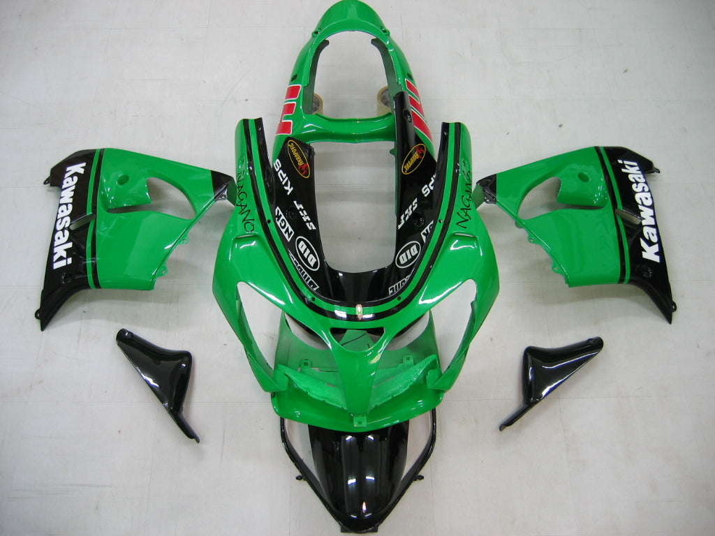 2000-2001 Kawasaki ZX 9R Fairings Green Black No.14 ZX9R Racing Generic