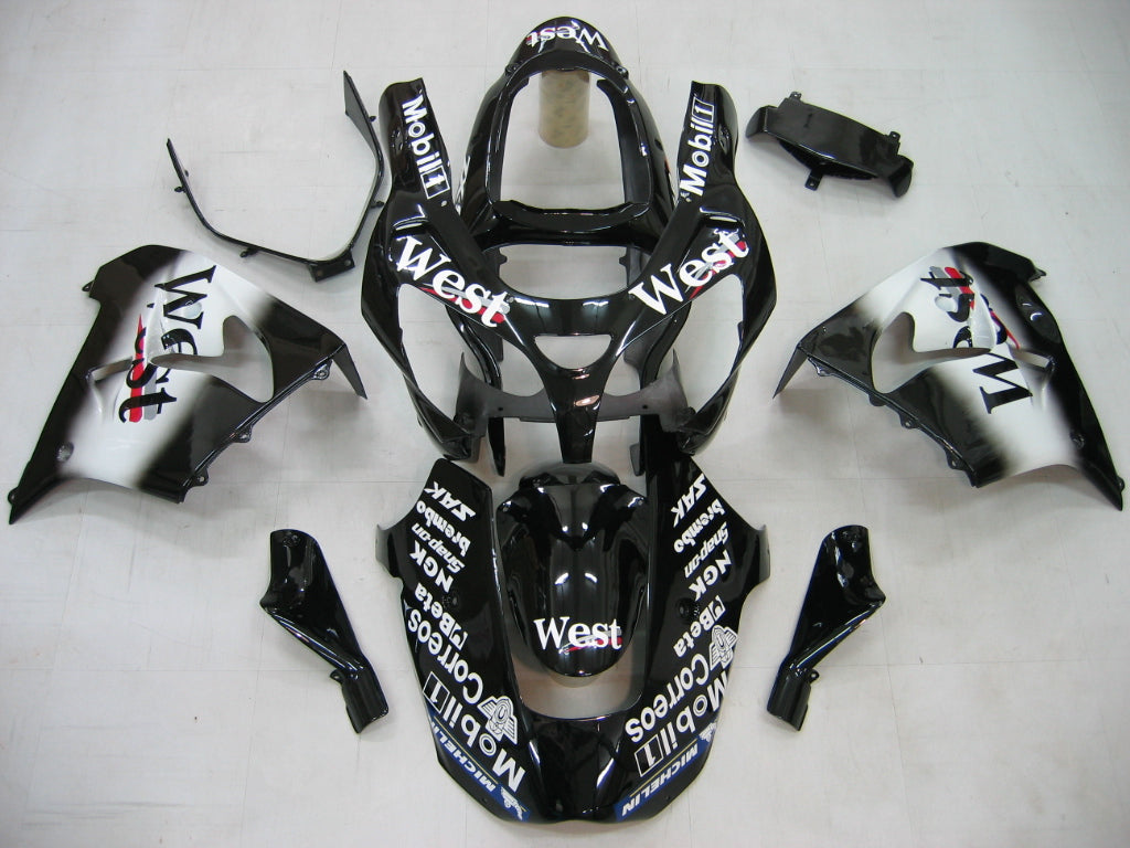 2000-2001 Kawasaki ZX 9R Fairings Black White West ZX9R Racing Generic