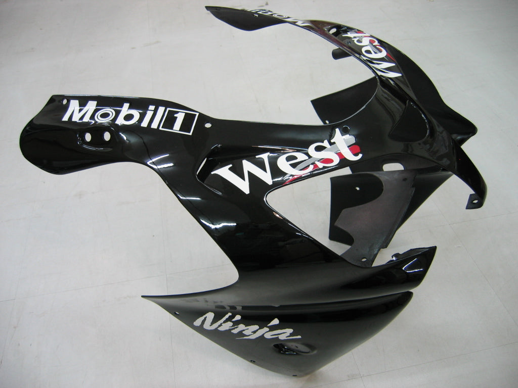Fairings Kawasaki ZX 9R Black White West ZX9R Racing (2000-2001)