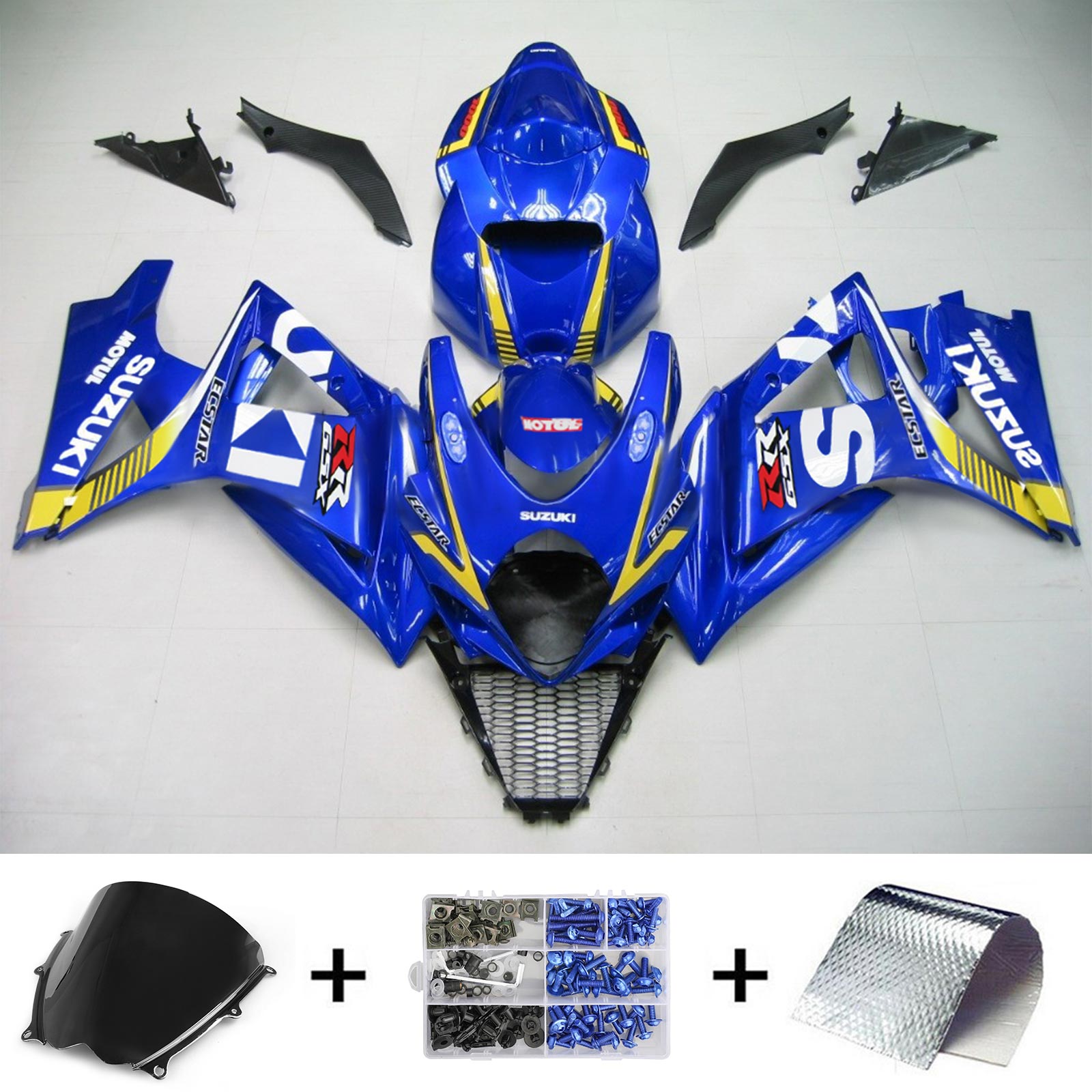 2007-2008 Suzuki GSXR1000 K7 Amotopart Kit de carénage d'injection carrosserie plastique ABS #125