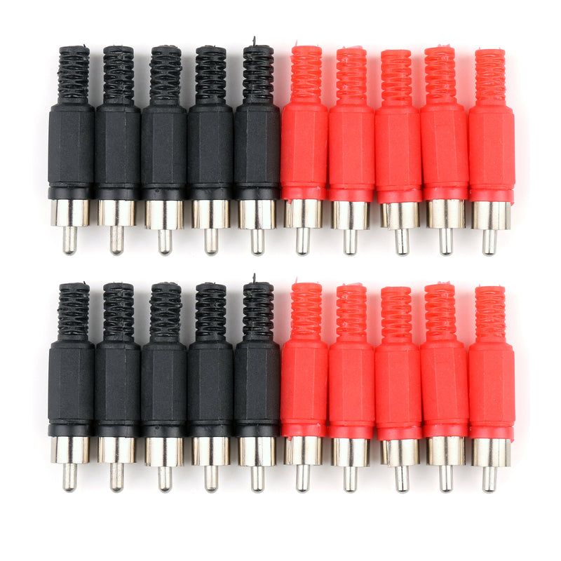 20/100 Pcs RCA Plug Solder Type Audio Cable Connector Red And Black