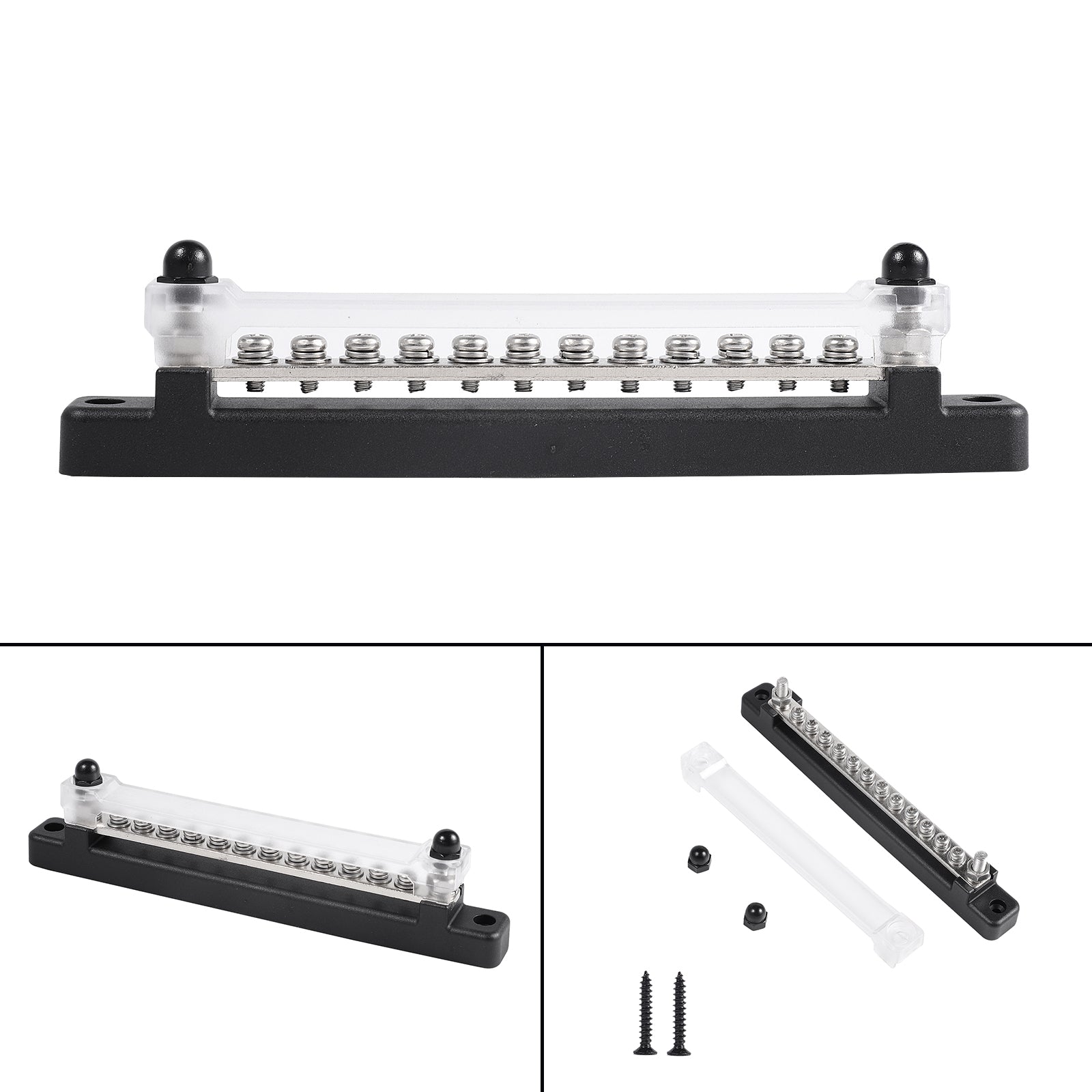 12 Terminal Bus Bar 150A Wire Block Ground Distribution Car Truck RV Boat Kit