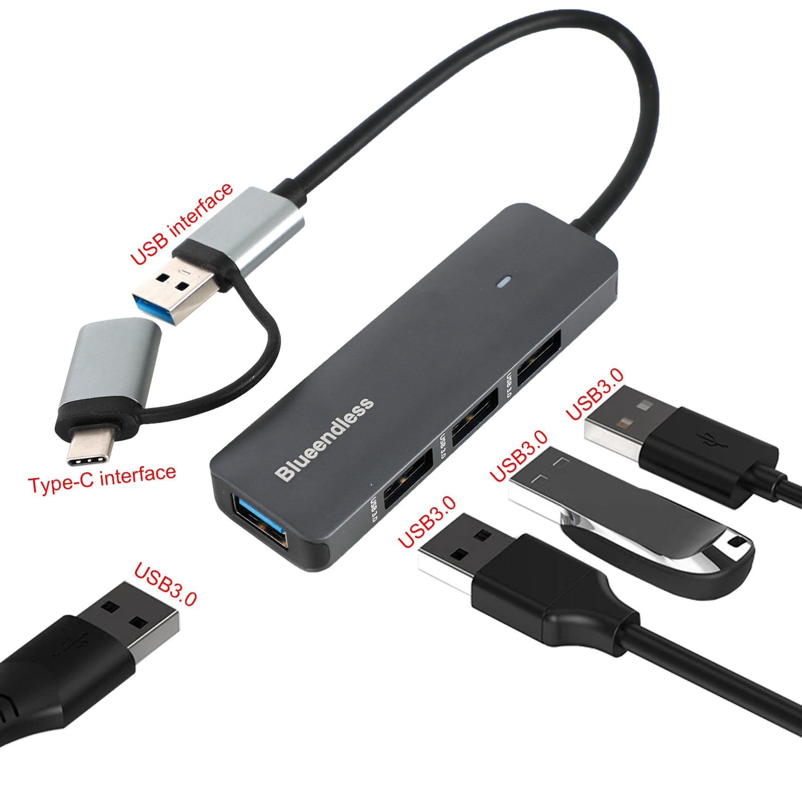 Station d'accueil PD100W Hub d'interface USB type-C + pour Windows Mac OS Linux